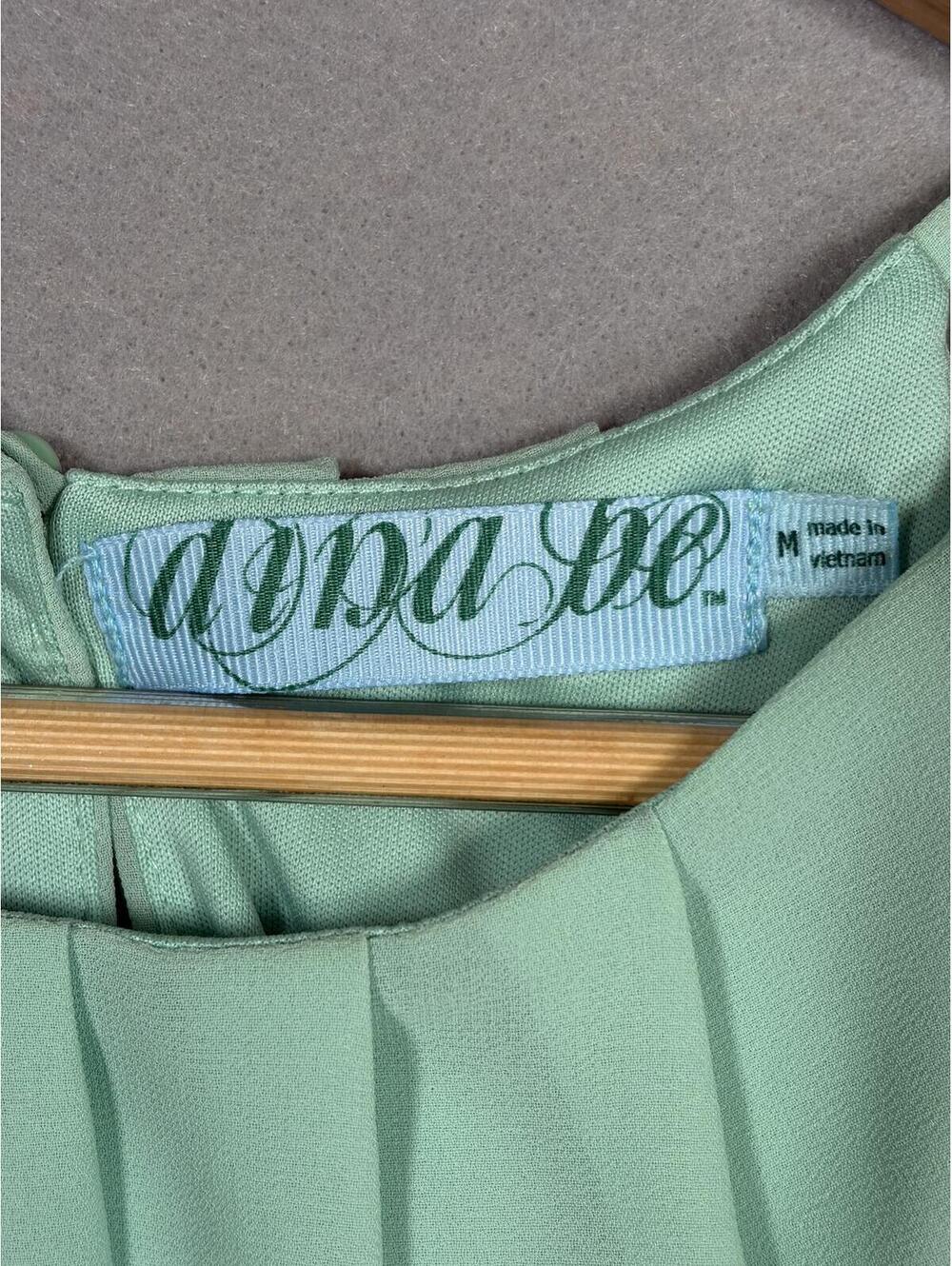 Dina Be Mint Green Chiffon Fit & Flare Dress Lace Hem Sleeveless Halter Size M - Picture 4 of 11
